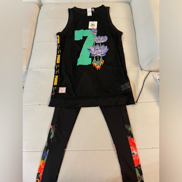 NWT Sue Tsai Puma black jersey d leggings coord matching set Small - Picture 8 of 9